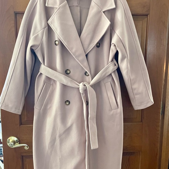 SHEIN Jackets & Blazers - SHEIN Double-Breasted Belted Coat in Light Pink 1x NEW